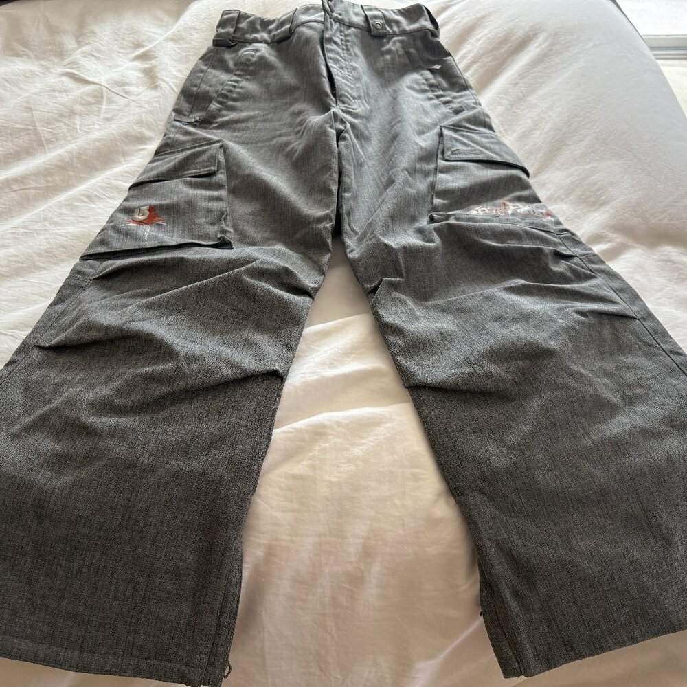 Burton Snow Pants (Boy or Girl) Grey with orange logo accents. (Medium)